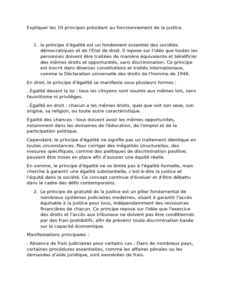 10 Principes Fondamentaux de la Justice | PDF | Droits fondamentaux | Loi