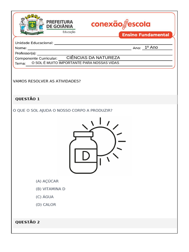 Atividades sobre o Sol para 1º Ano | PDF | Sol