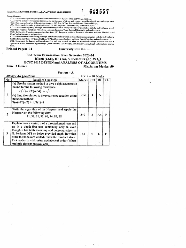 Daa End Term 2024 | PDF