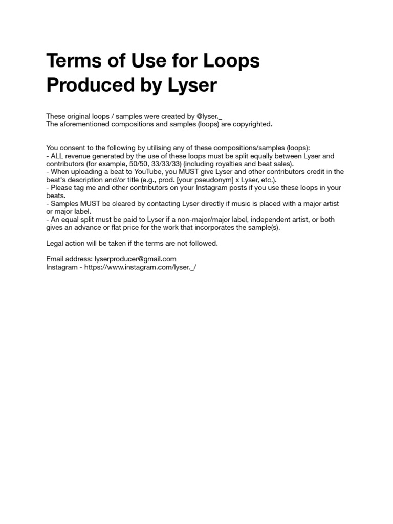 NEGOTIABLE) Terms of Use Loops | PDF