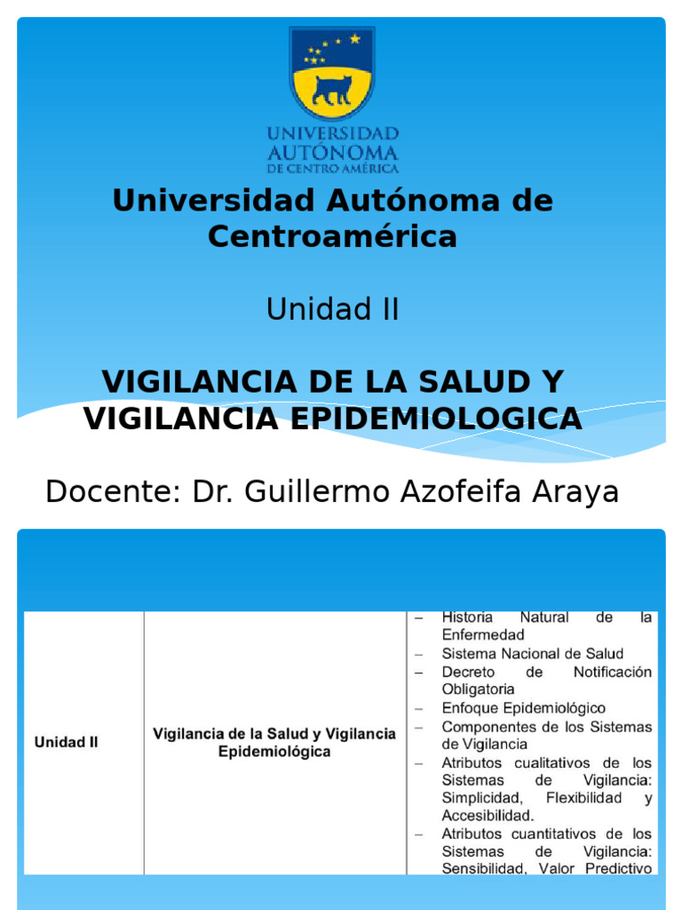 Unidad II - Vigilancia de La Salud | PDF | Epidemiología | Vigilancia