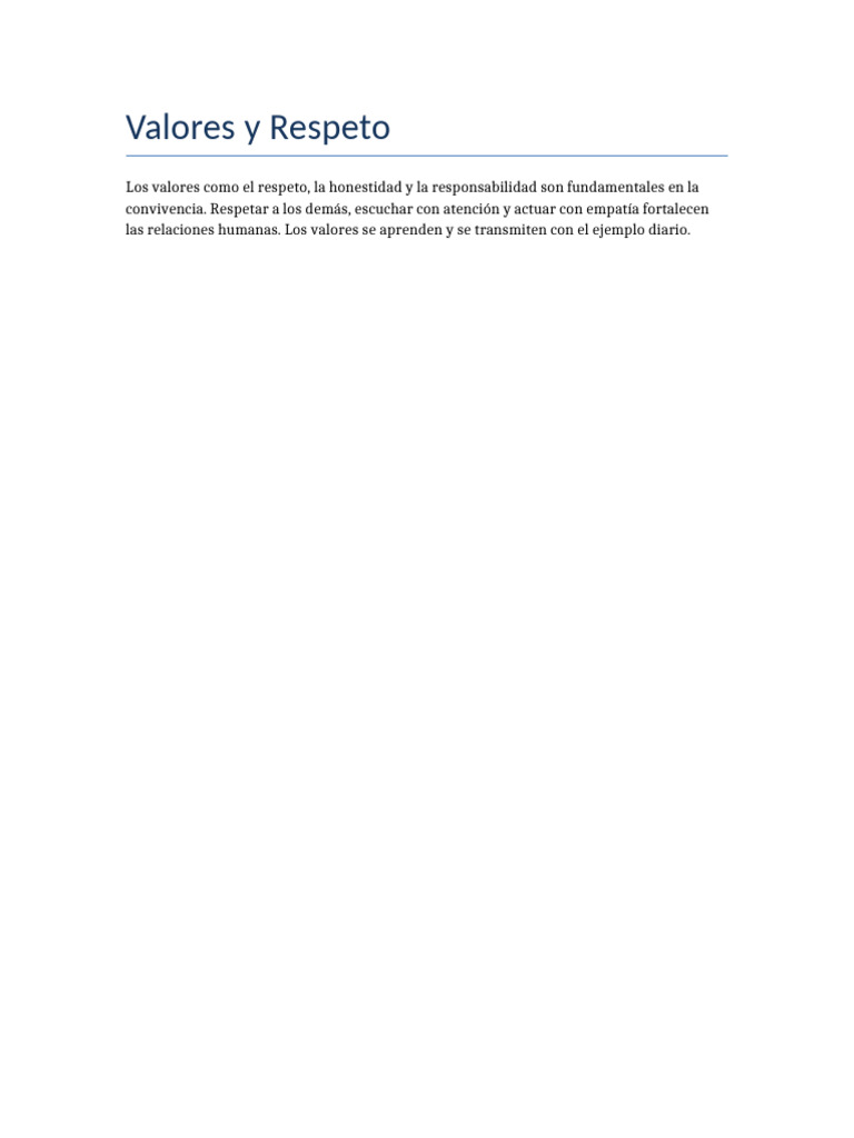 Valores y Respeto | PDF