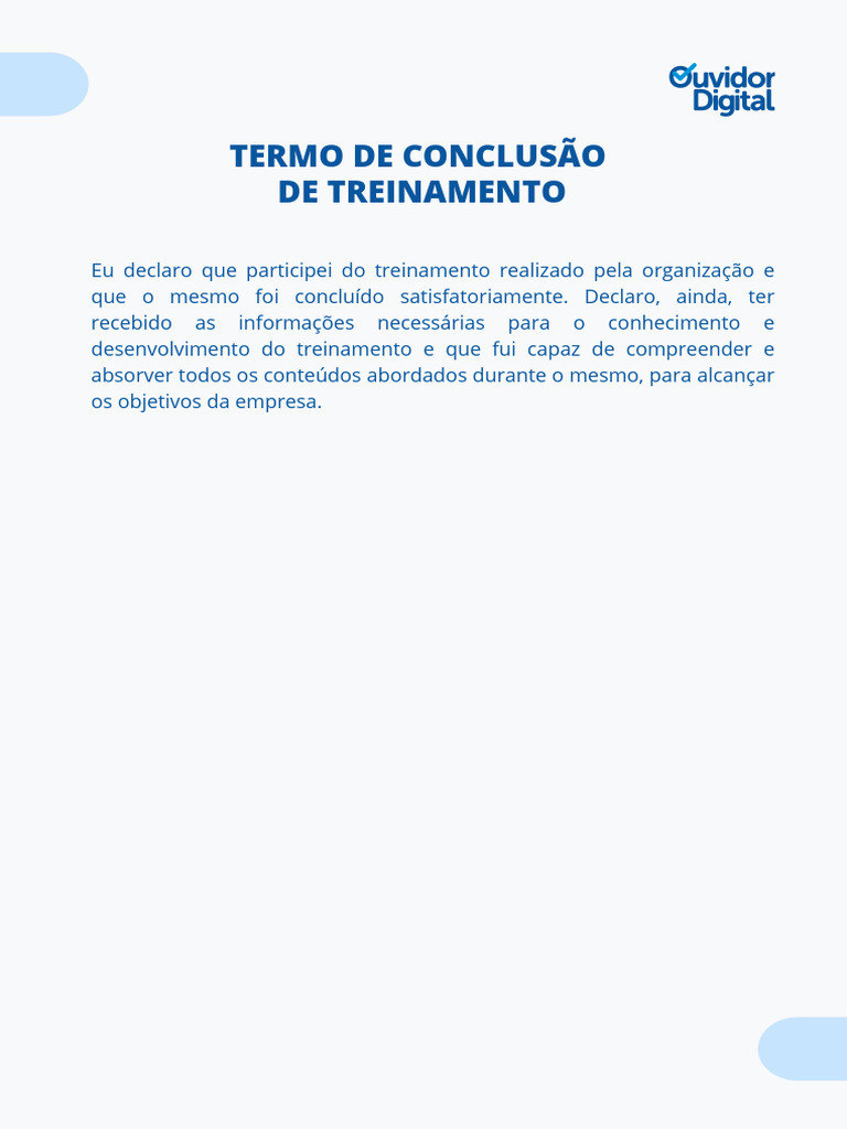 Termo de Conclusão de Treinamento | PDF