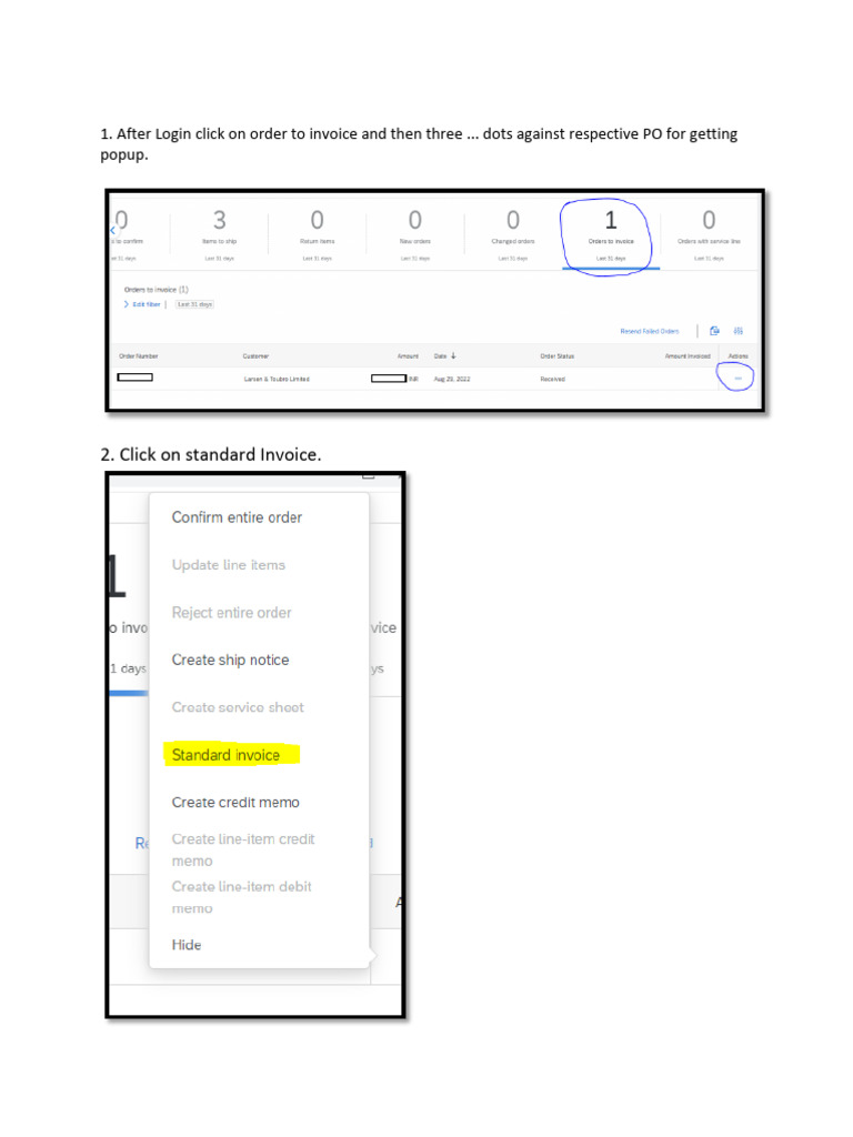 Procedure - Creating Standard Invoice | PDF