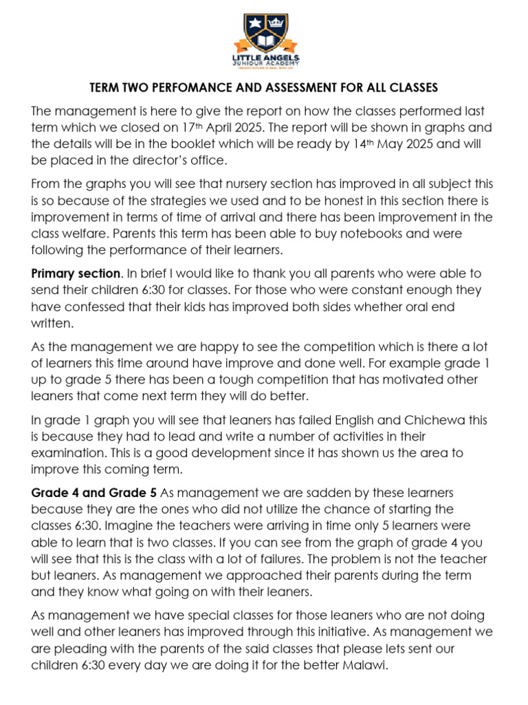 Term Two Class Performance Report | PDF | Intelligence | Learning