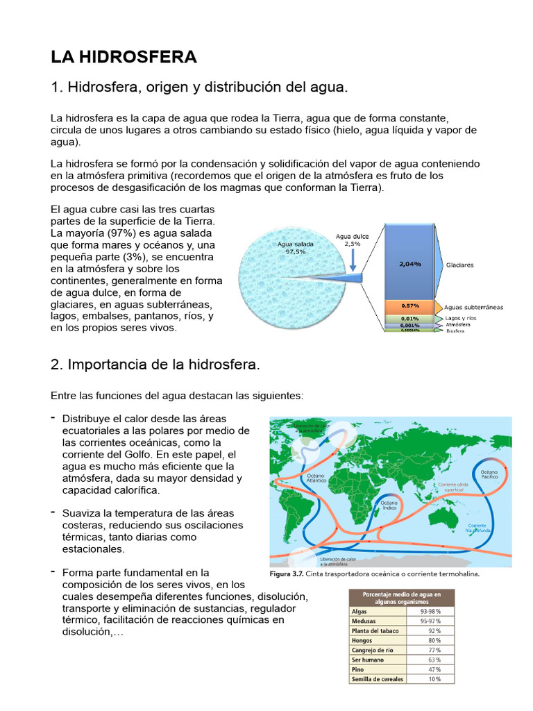 La Hidrosfera | PDF | Agua | El ciclo del agua