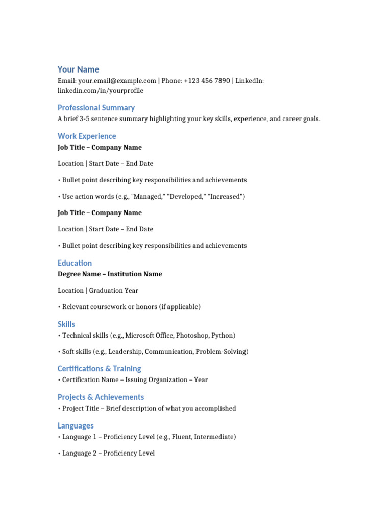 Professional CV Template Guide | PDF