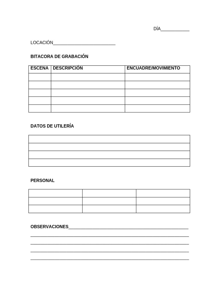 Bitácora de Grabación Detallada | PDF