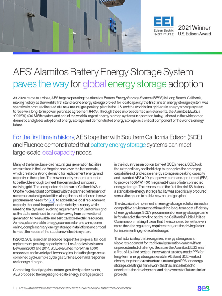 AES Alamitos EEI Winner Download - 1 - 4 | PDF | Renewable Energy ...