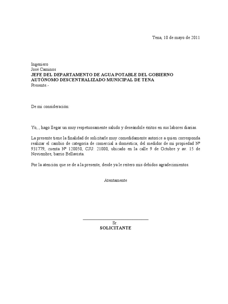 Modelo Oficio Agua Potable Municipio Pdf