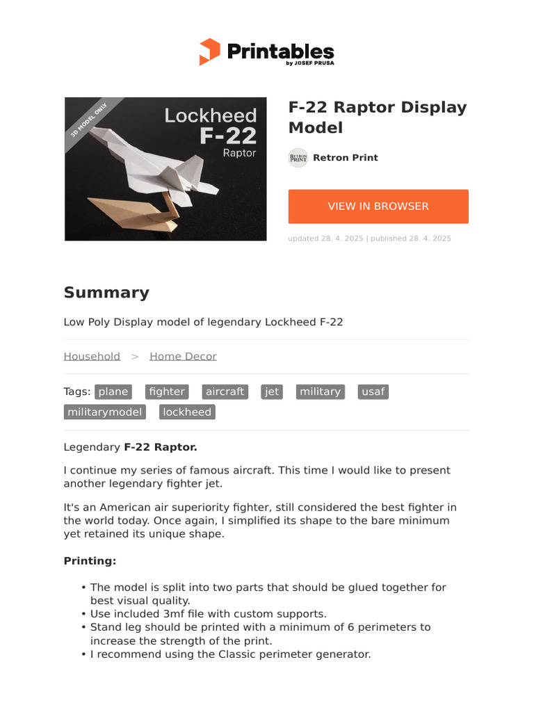 F 22 Raptor Display Model | PDF