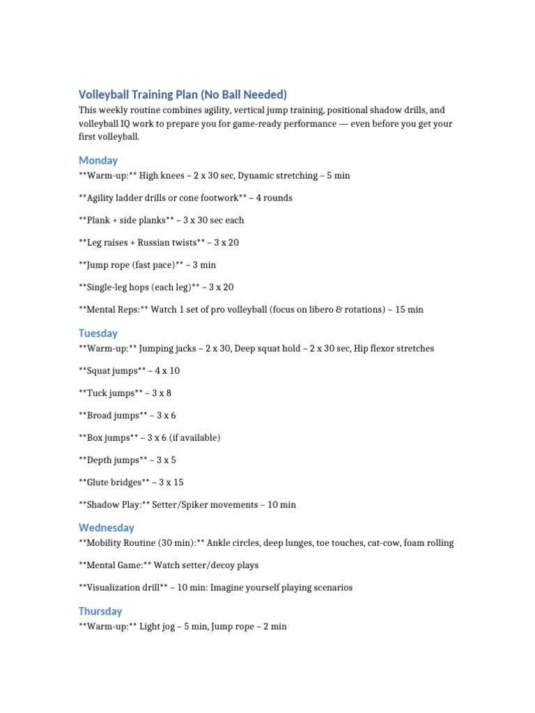 Volleyball Jump Training Plan | PDF