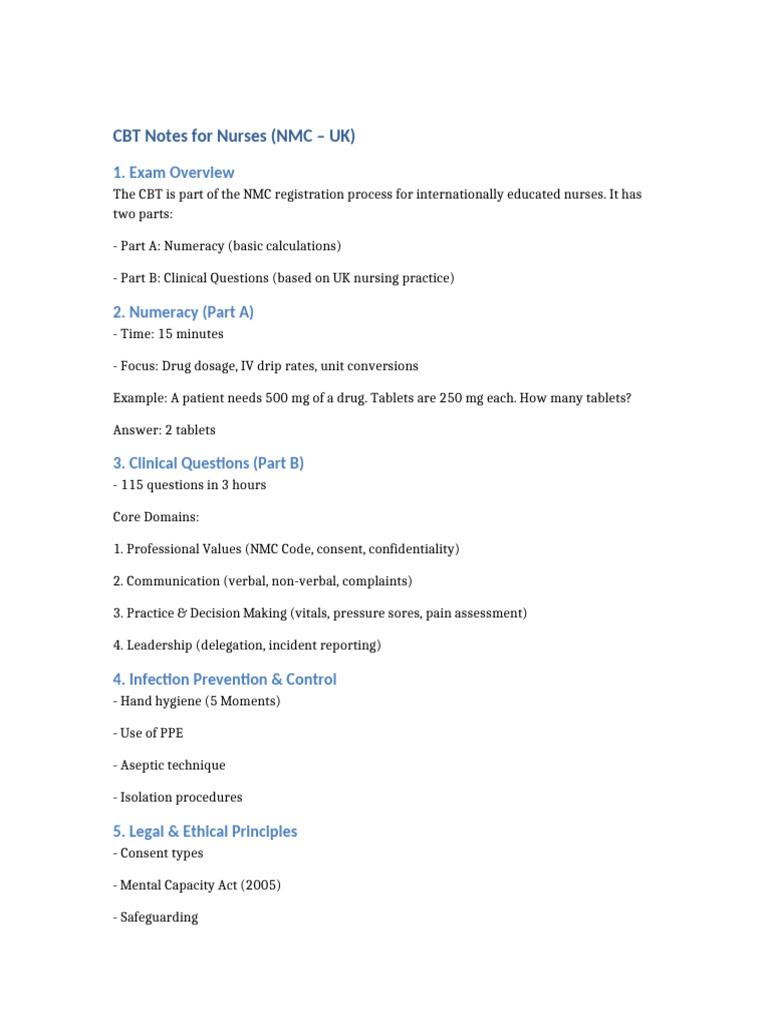 CBT Notes For Nurses | PDF