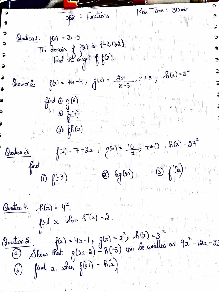 Functions Tution Test | PDF