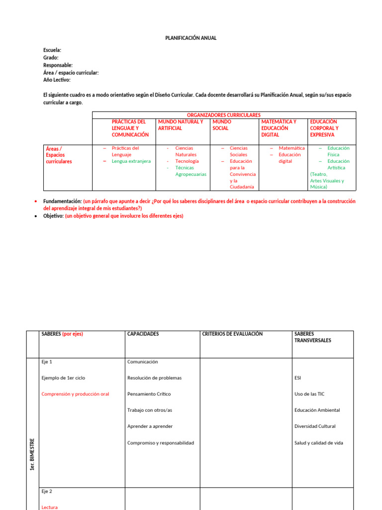 Planificación Anual Primaria 2025 | PDF | Plan de estudios | Educación ...