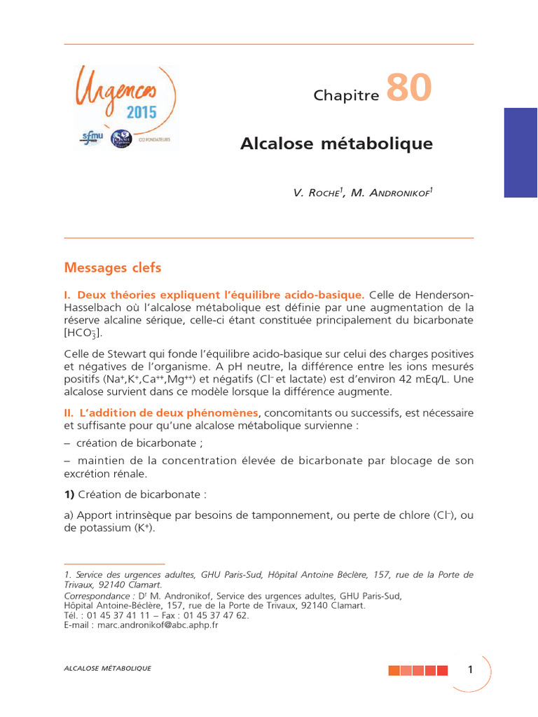 Comprendre l'alcalose métabolique | PDF | Spécialités médicales