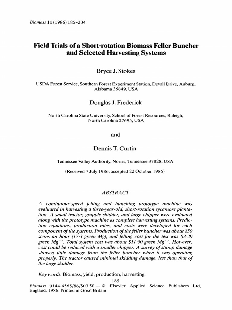 Short-Rotation Biomass AND HARVEST SYSTEMS | PDF | Mean Squared Error ...