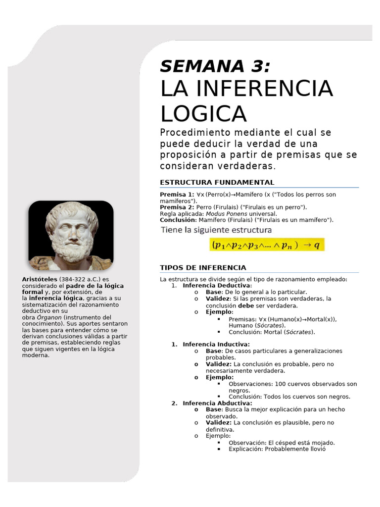 Semana 3 Inferencia Logica | PDF | Razonamiento deductivo | Inferencia