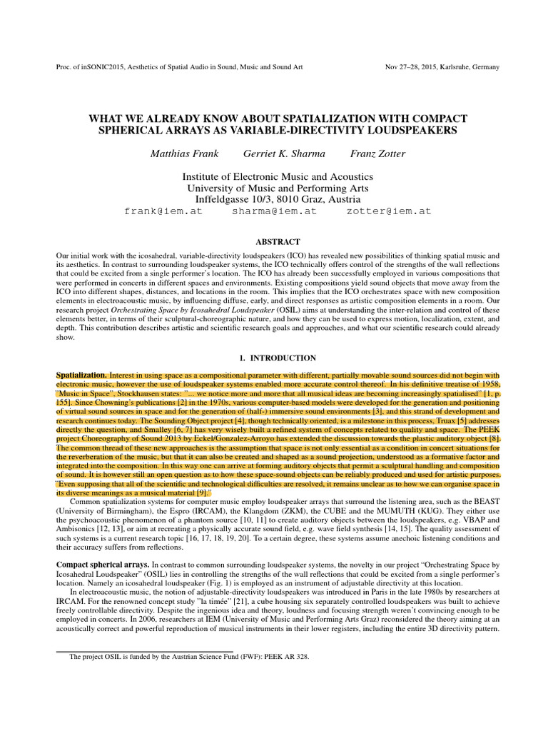 What We Already Know About Spatialization With Compact Spherical Arrays ...