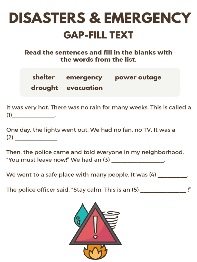 Gap Filling Handout (Disasters: Topic) | PDF