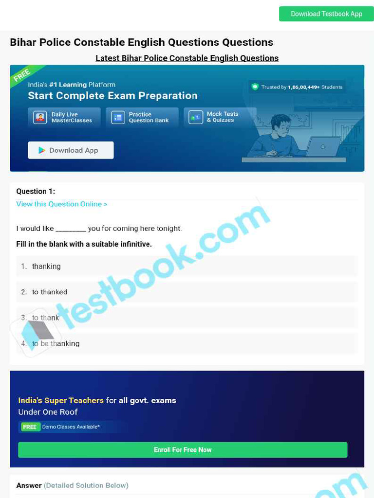 Bihar Police Constable English Questions 6481c9ab30ddcf2402065627 | PDF