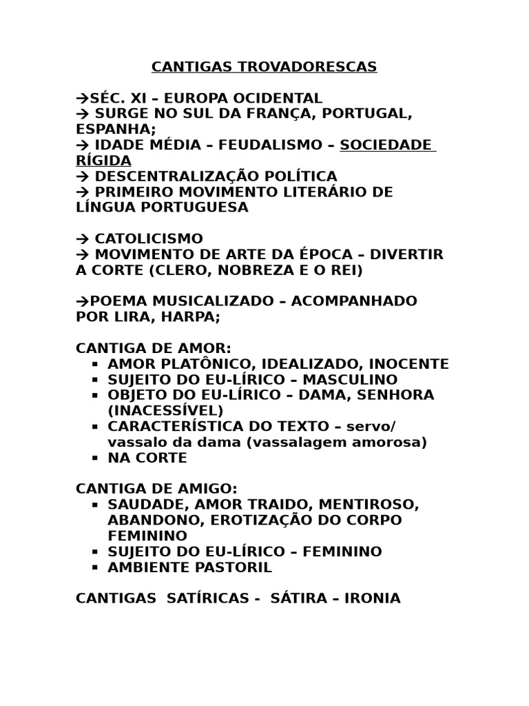 CANTIGAS TROVADORESCAS | PDF