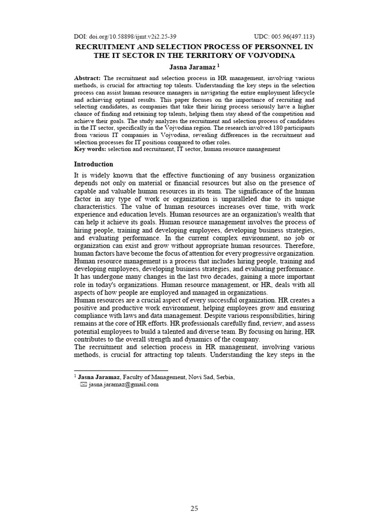 Recruitment and Selection Process of Personnel in | PDF | Chi Squared ...