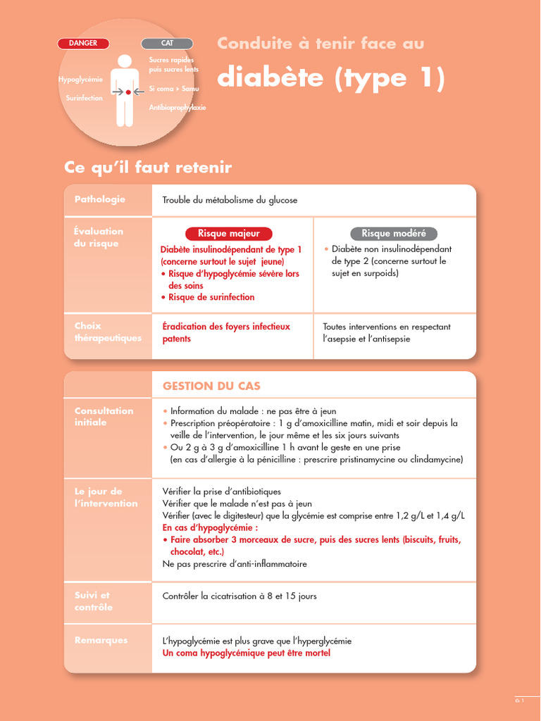 Gestion du diabète de type 1 en soins | PDF | Hypoglycémie | Insuline