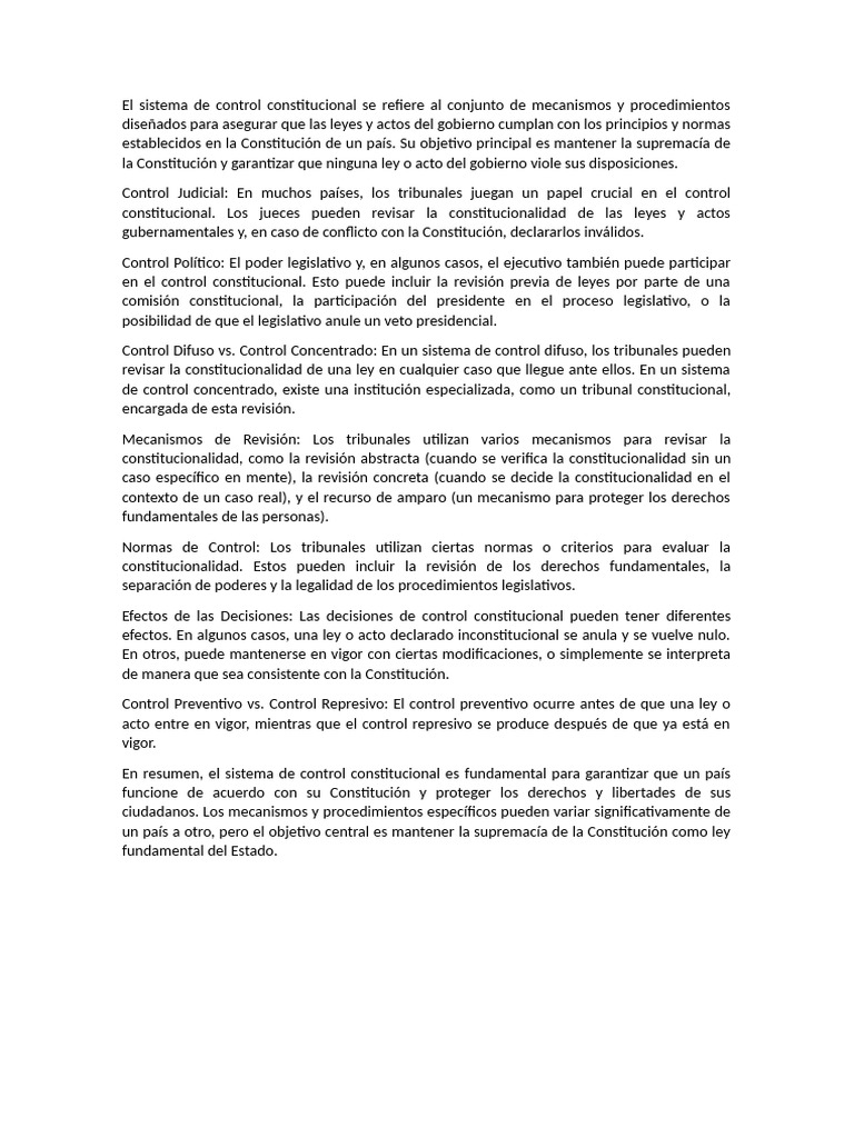 Mecanismos del Control Constitucional | PDF | Constitución | Ciencias ...