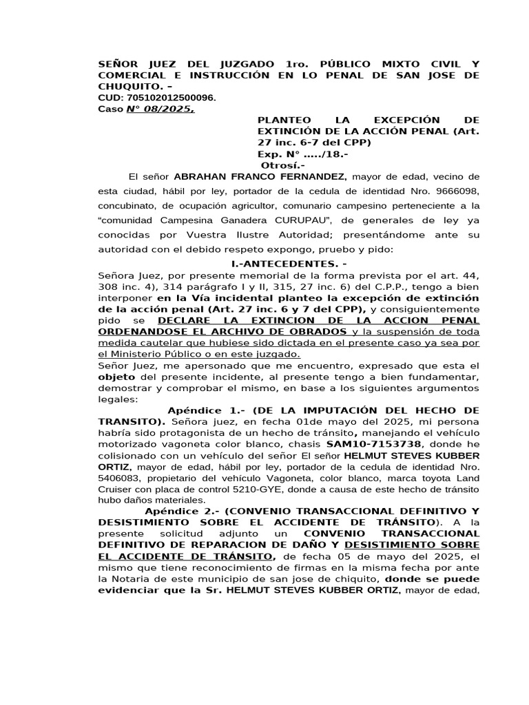 Desistimiento en Acción Penal por Accidente | PDF | Ley procesal | Justicia