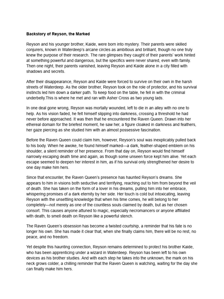 Reyson's Dark Pact with the Raven Queen | PDF