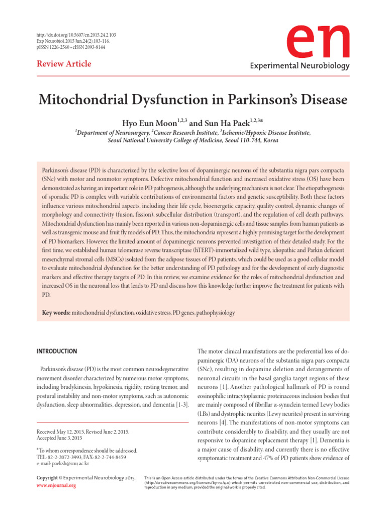 Mitochondria dysfunction in PD2 | PDF | Mitochondrion | Autophagy