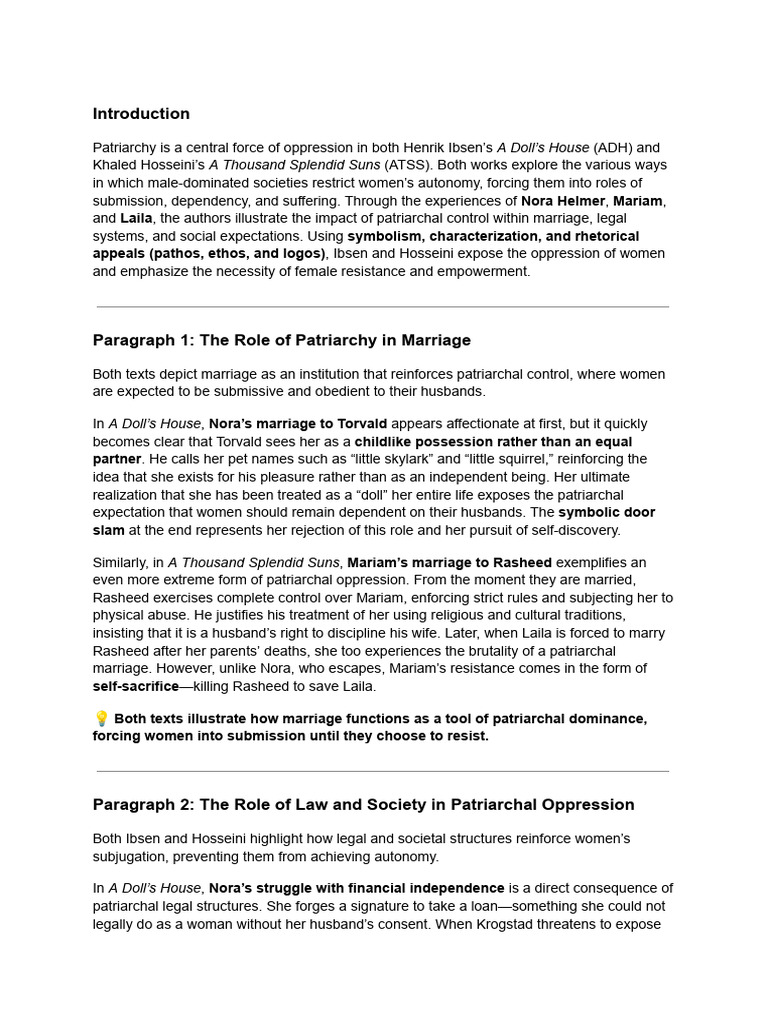 english ADH and ATSS p2 notes | PDF | A Doll's House