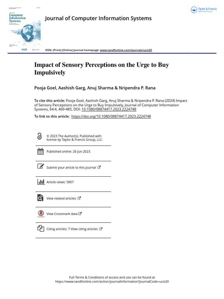 Sensory Perceptions and Impulsive Buying | PDF | Emotions | Perception