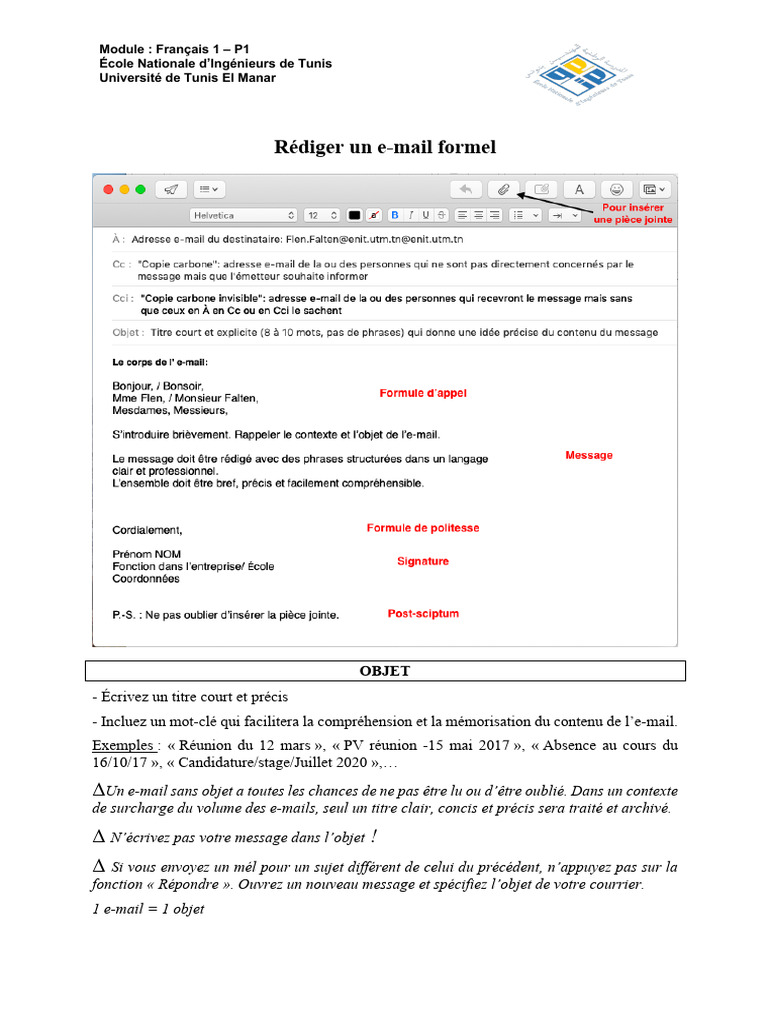 Rédiger un e-mail formel en français | PDF