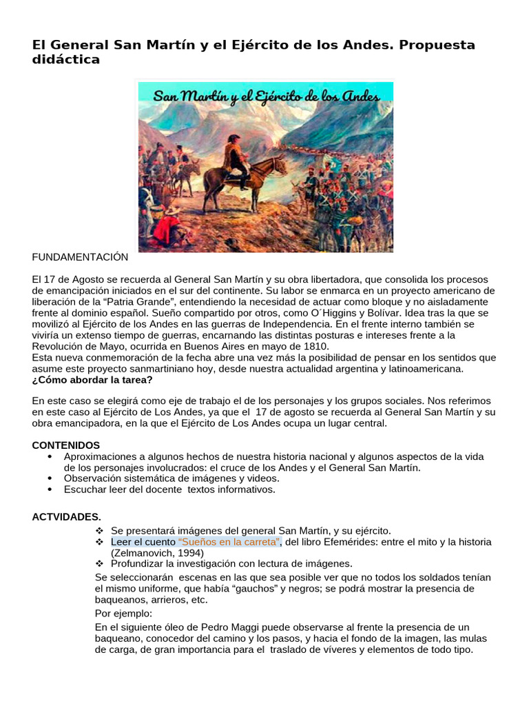 El General San Martín y El Ejército de Los Andes LUZ | PDF