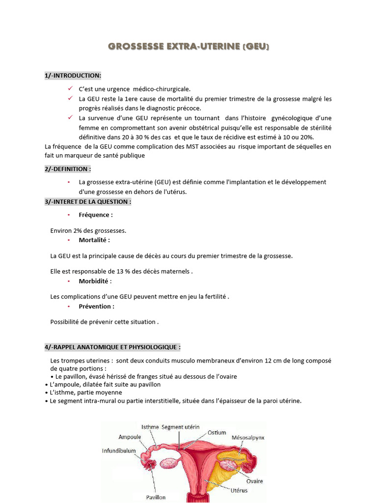 Gestion de la Grossesse ExtraUtérine PDF Santé des femmes — free download
