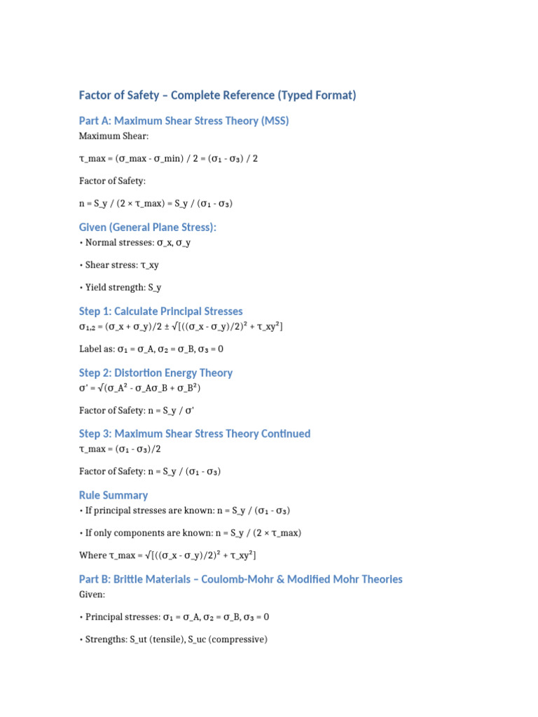Coulomb-Mohr Factor of Safety Guide | PDF