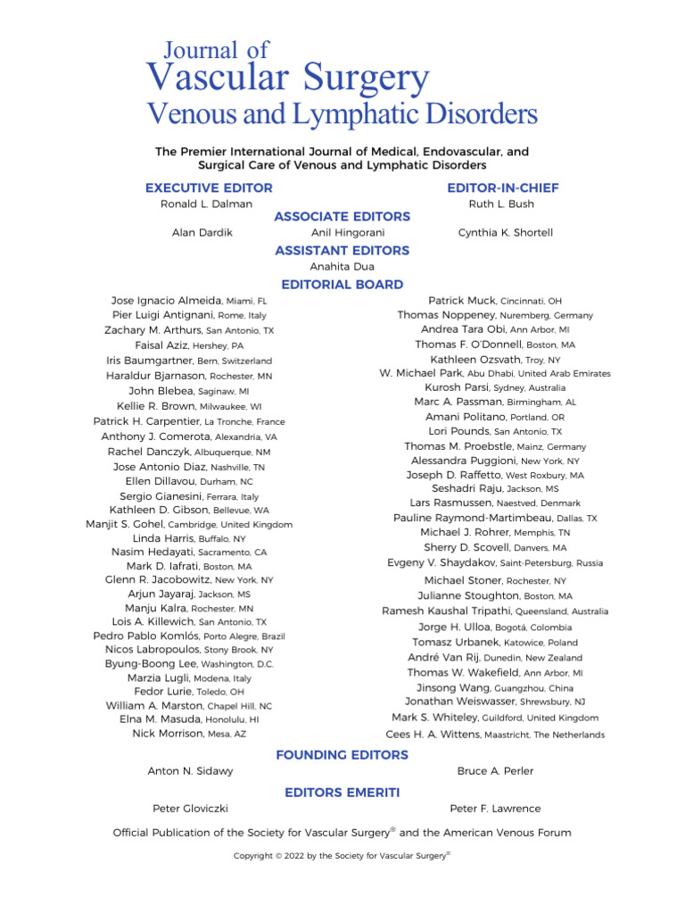 Venous and Lymphatic Disorders Journal | PDF | Angiology | Medical ...