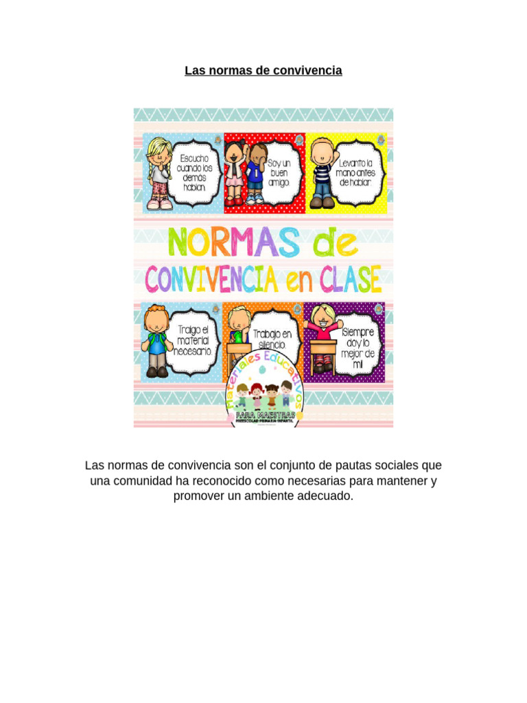 Las Normas de Convivencia | PDF
