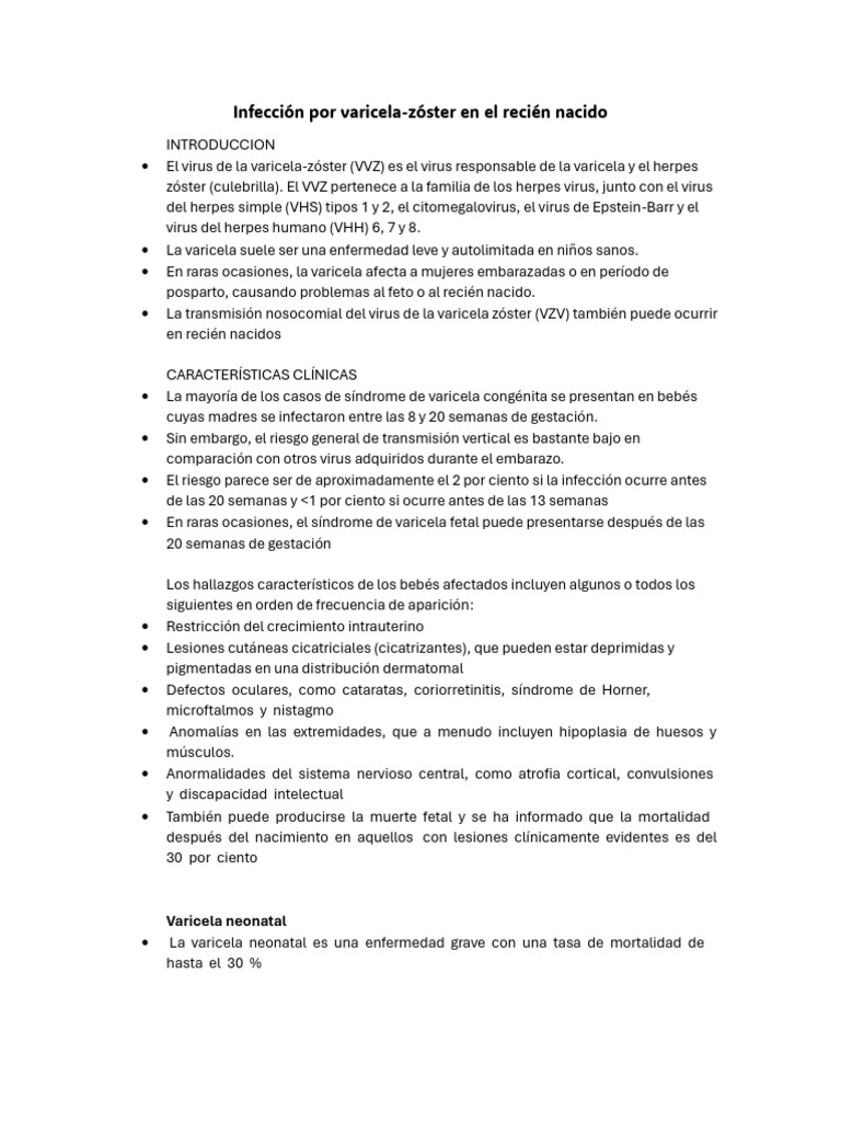 Infección por varicela-zóster en neonatos | PDF | Enfermedades y ...