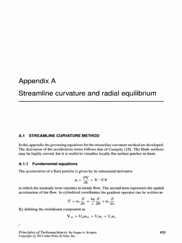 Streamline Curvature Method Explained | PDF | Curvature | Acceleration