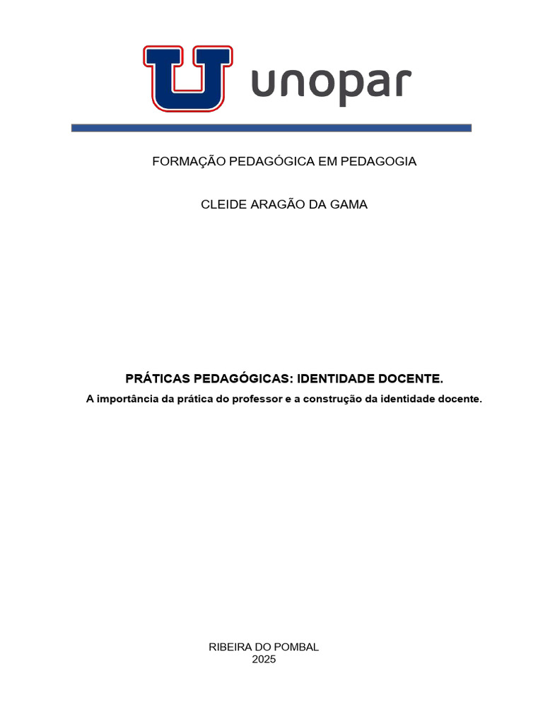 Portfolio Individual Práticas Pedagógicas Identidade Docente | PDF ...