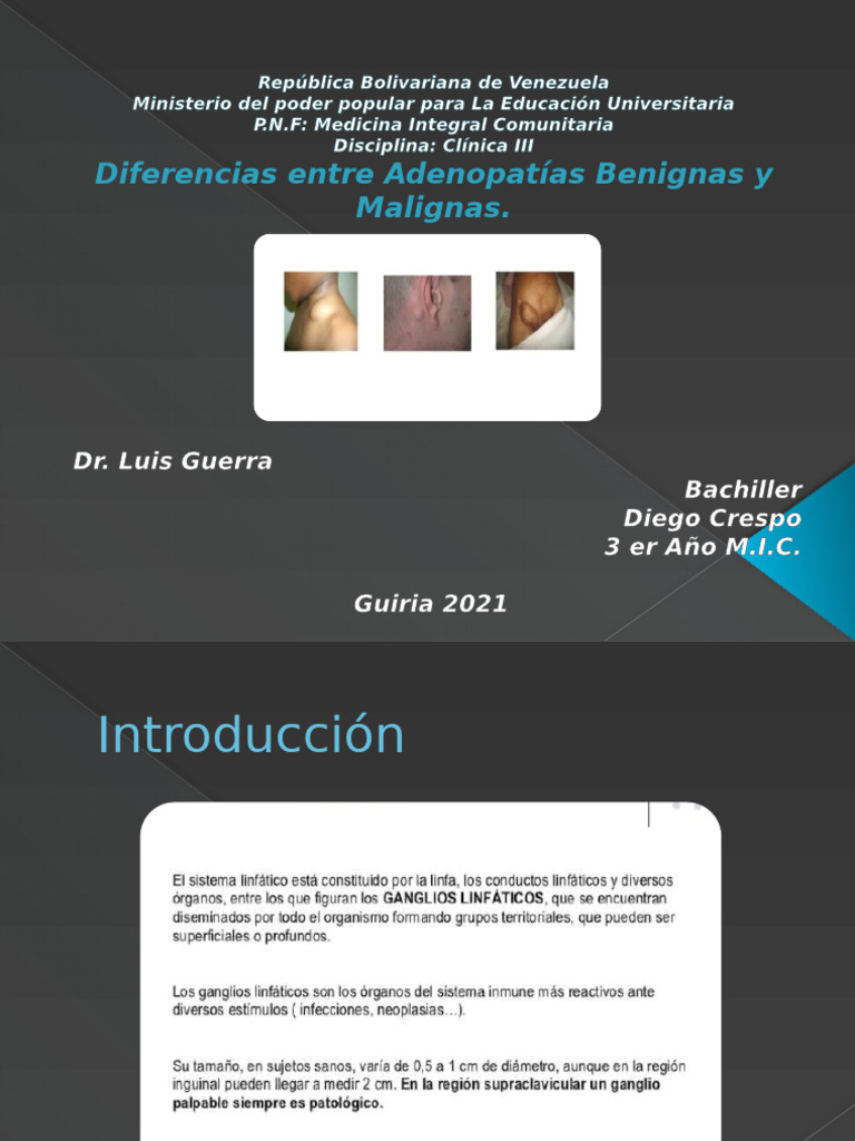 Diferencias entre Adenopatías Benignas y Malignas | PDF