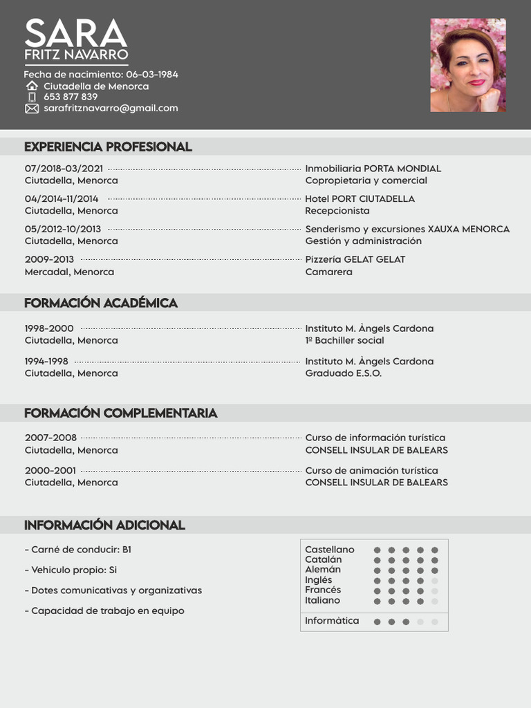 Experiencia Profesional de Sara Fritz | PDF