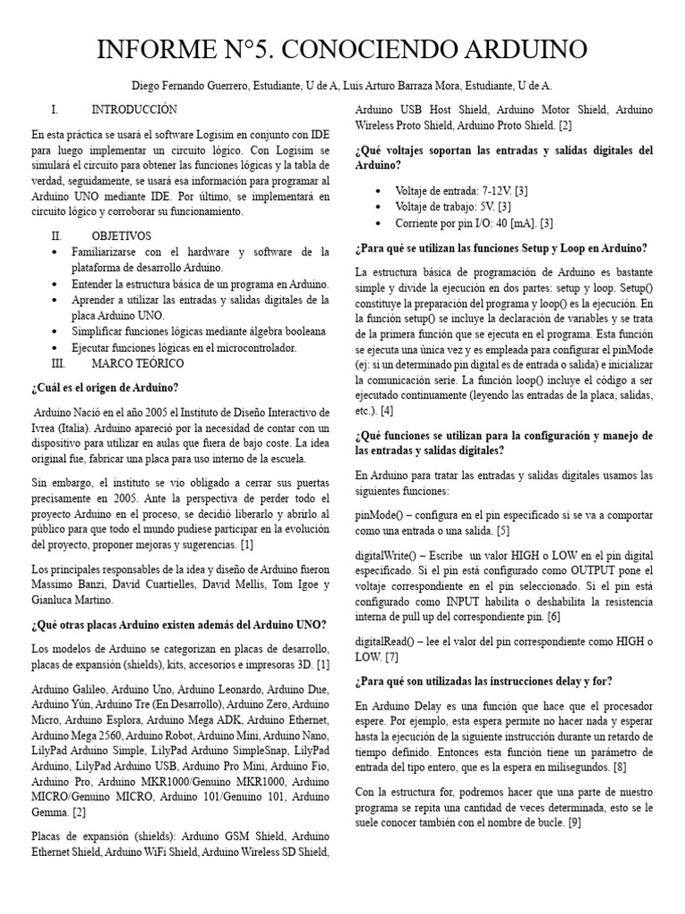 Informe D 005 | PDF | Arduino | Informática