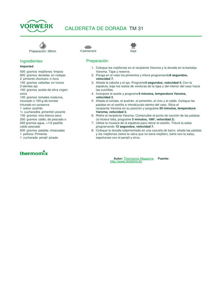 Caldereta de dorada en Thermomix | PDF