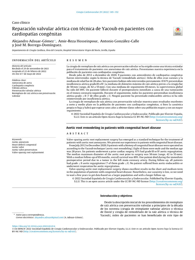 Reparación valvular aórtica en cardiopatías | PDF | Medicina Interna ...