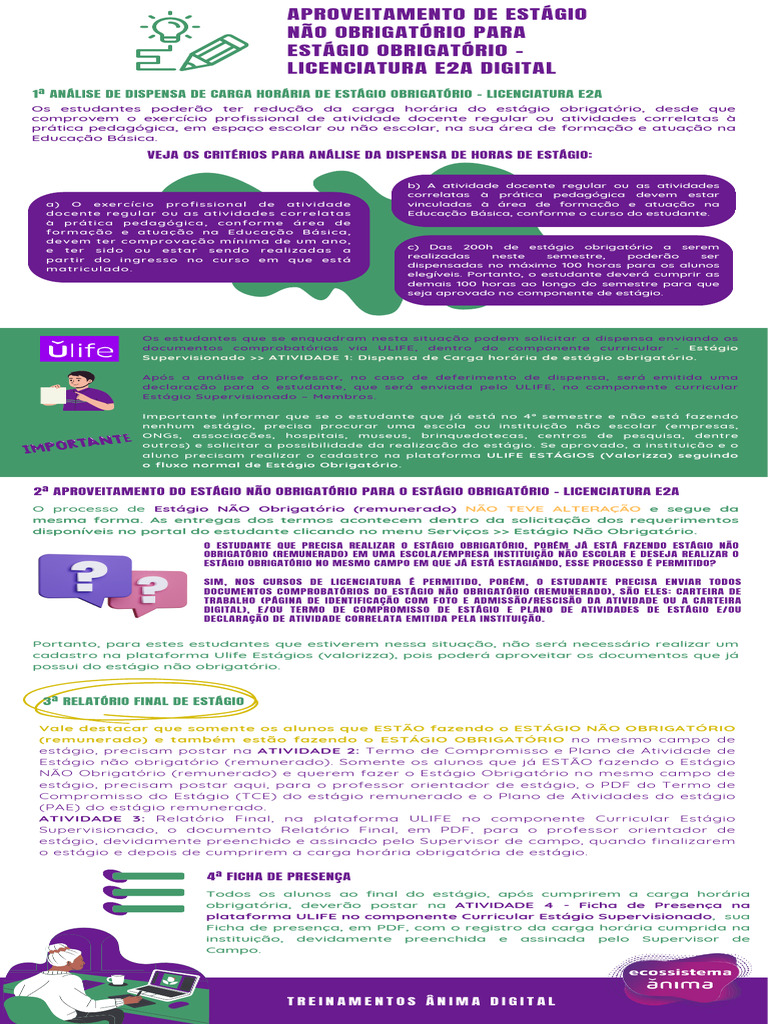 Estágio Obrigatório e Não Obrigatório E2A | PDF | Pedagogia | Estágio