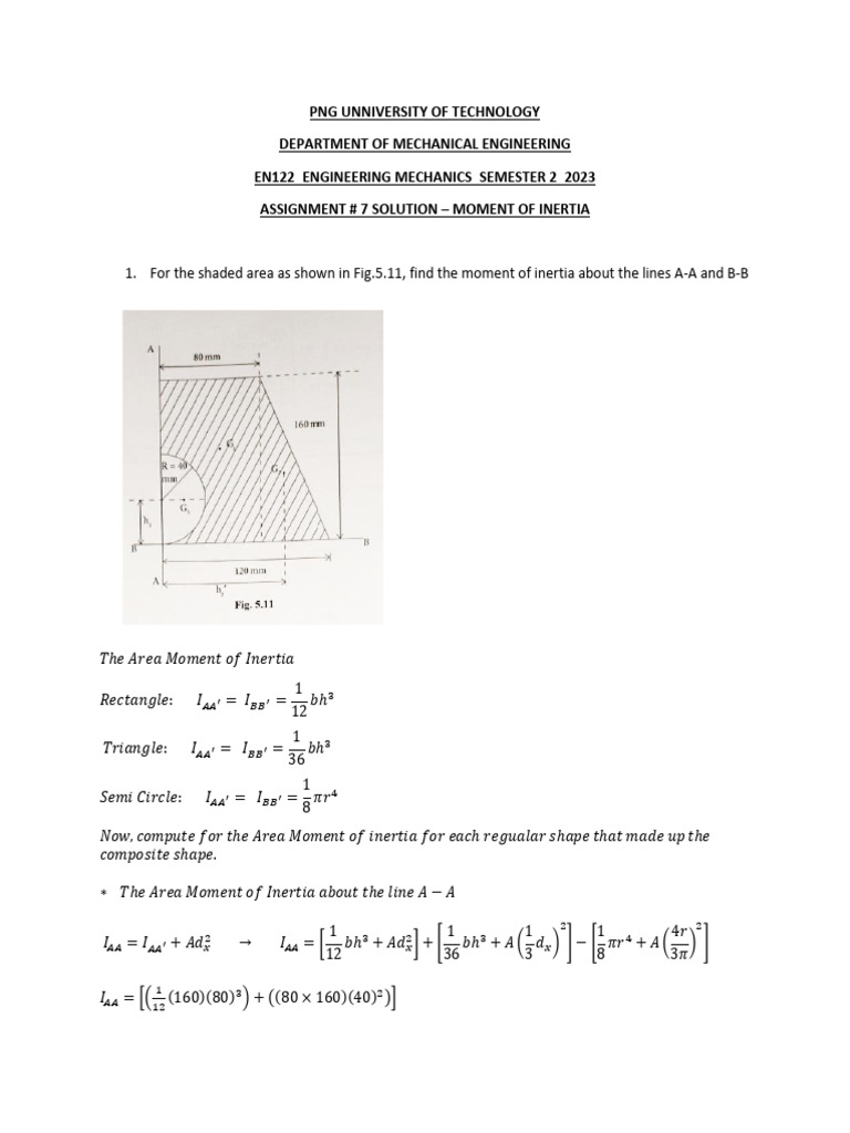 Moment of Inertia Solutions | PDF | Mechanical Engineering | Mechanics